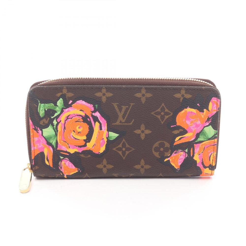 Louis Vuitton Zippy Wallet Monogram Round Canvas Leather Rose Pink Brown